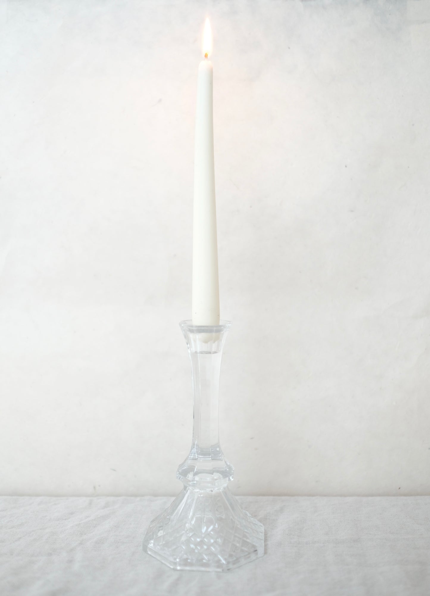 Vintage Crystal Taper Candle Holder with Candle