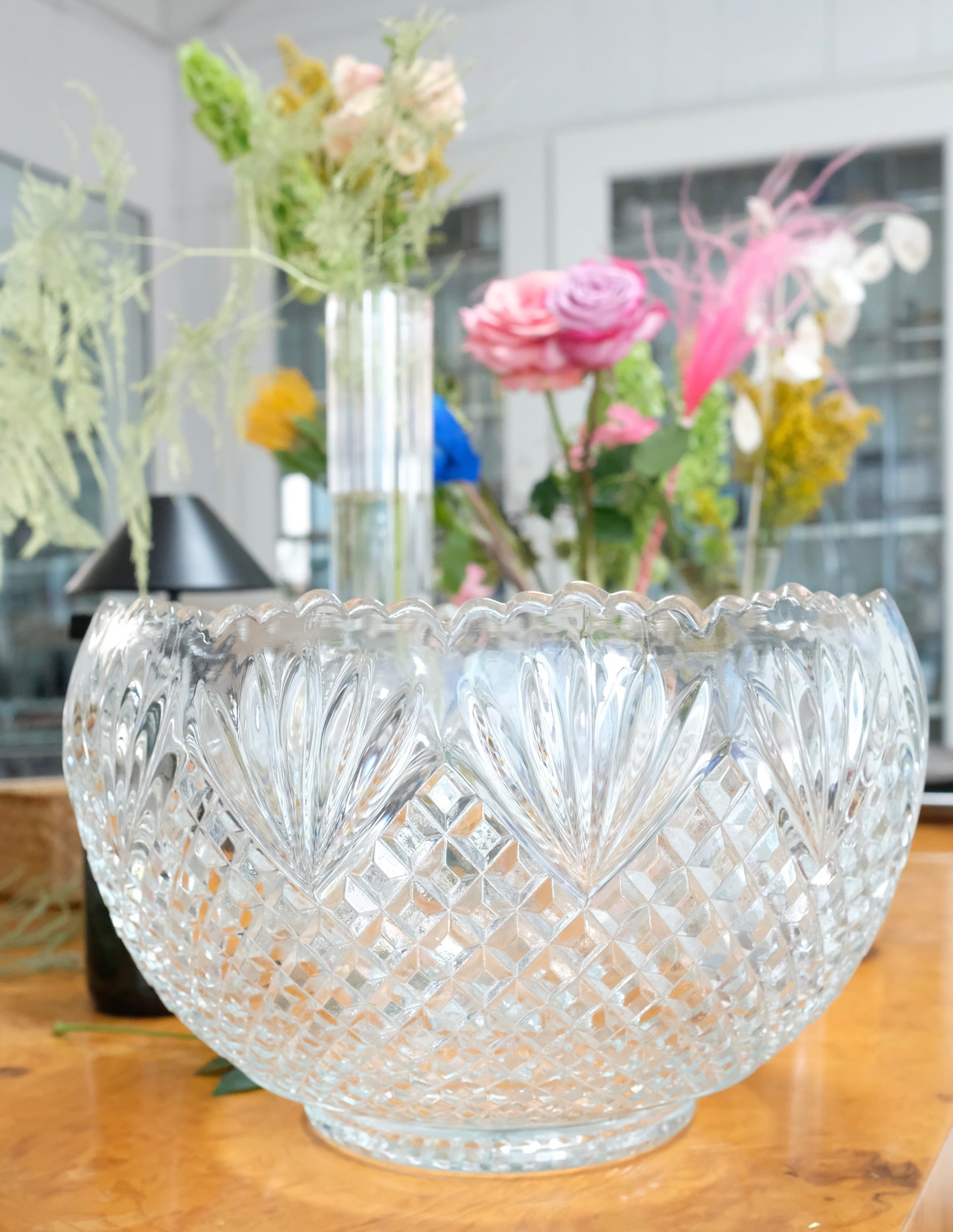 Vintage Oversized Crystal Cut Bowl
