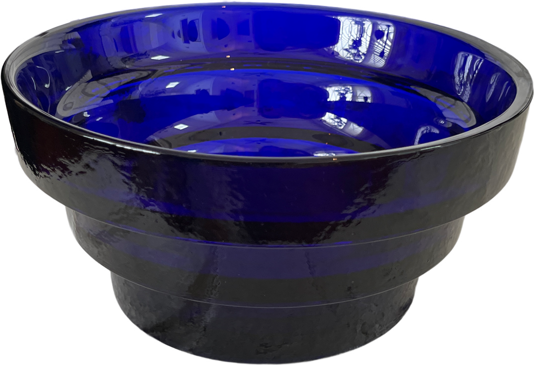 Vintage Mid Century Sapphire Blue Step Detail Glass Bowl
