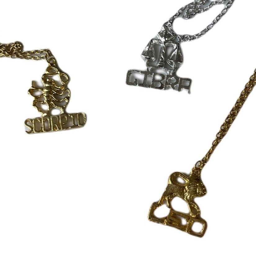 Vintage Zodiac Cutout Pendant Necklace - LIBRA, SCORPIO, LEO