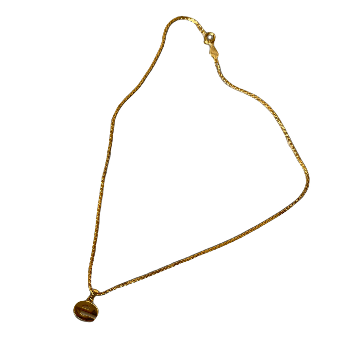 Vintage Gold Tone "E" Initial Necklace
